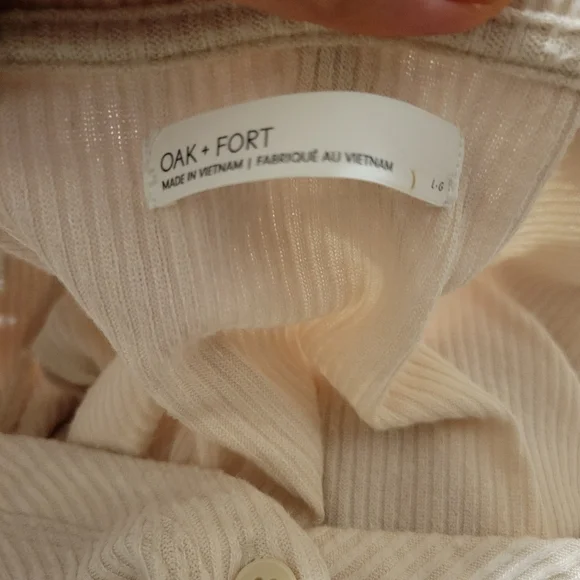 OAK + FORT Cream Ribbed Cardigan - Picture 4 of 4